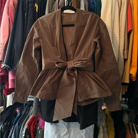 Silvia Tcherassi- NWT Brown Saanvi Bow-Embellished Taffeta Longsleeve Blouse - Picture 8 of 8
